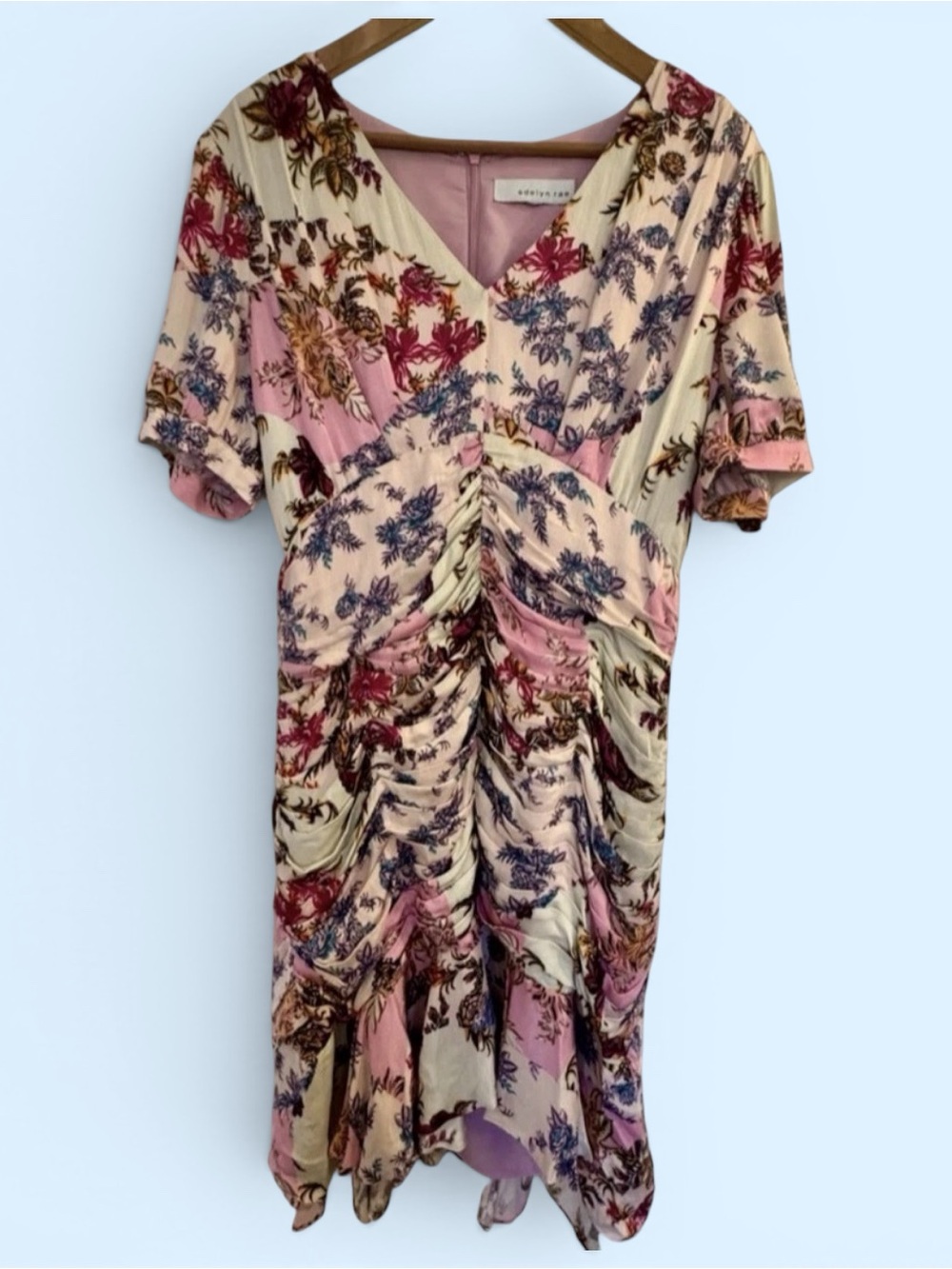Adelyn Rae Floral, Short-Sleeve, Ruched, Viscose Dress - Picture 2 of 5